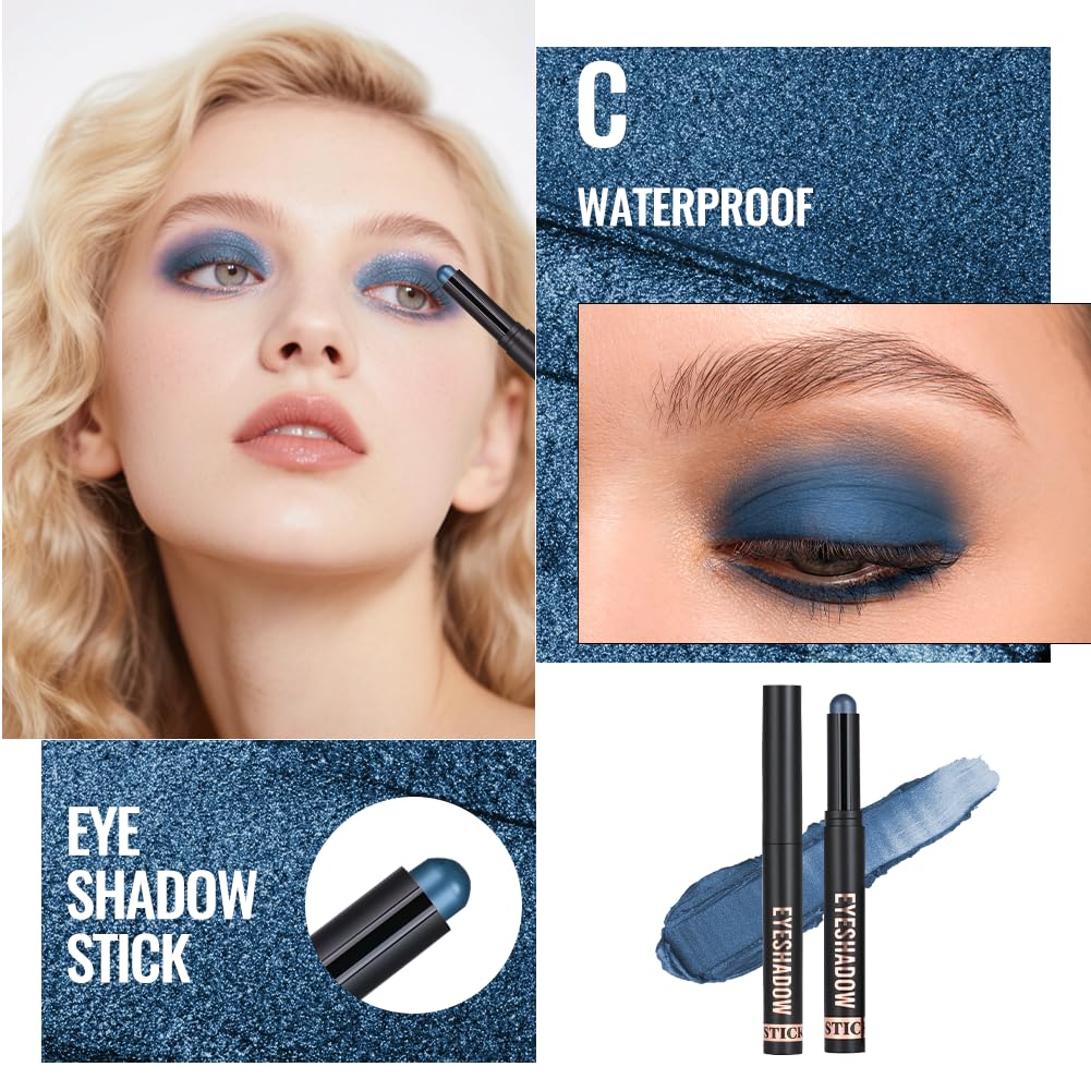 Cienie do powiek w sztyfcie, 8 * 2g Zestaw ołówków do cieni do powiek z brokatem i matowym, Eye Shadow Stick w kremie, łatwy w użyciu, tworzy kredki do oczu i długotrwały makijaż oczu (zestaw C)