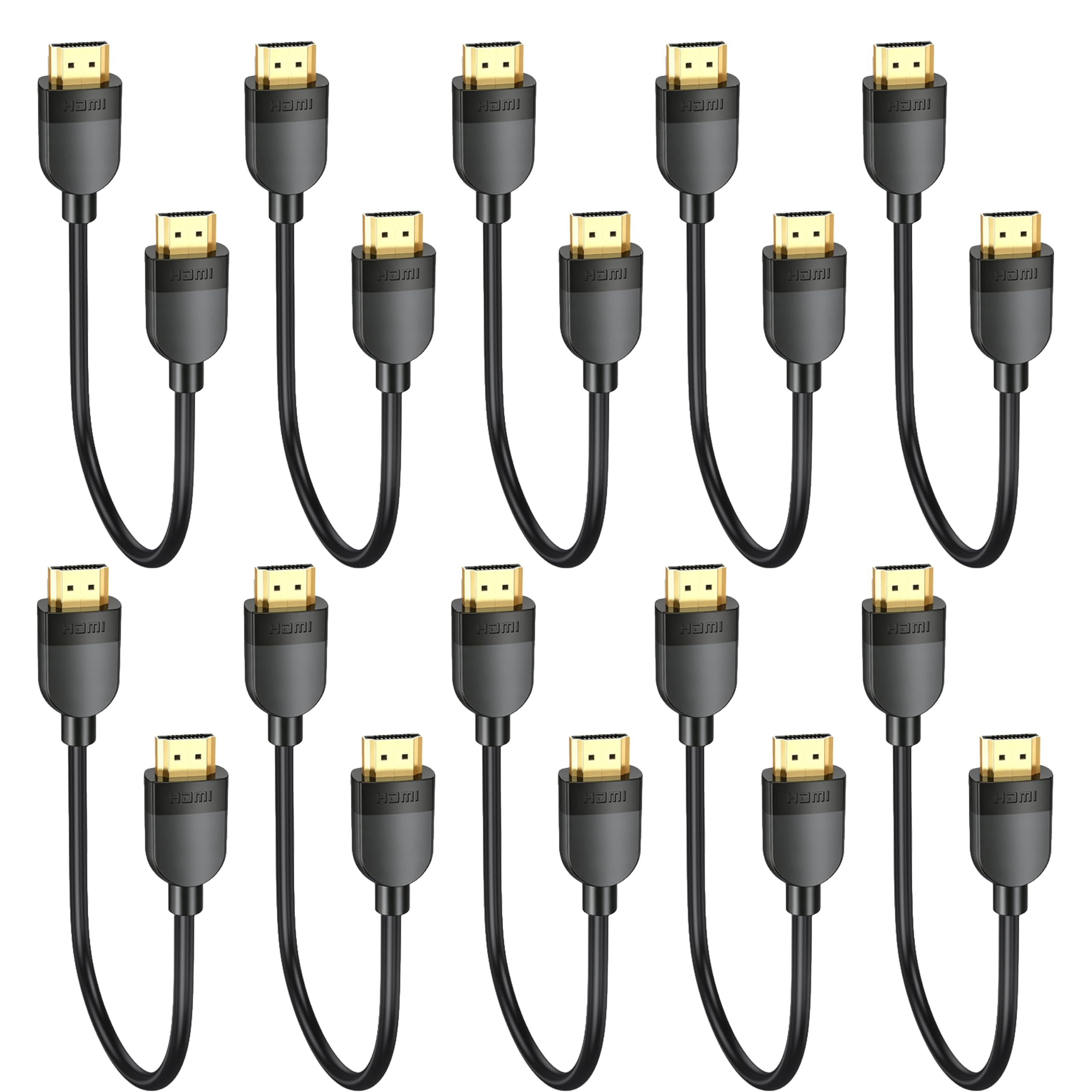 Cable HDMI 4K de 0.5 pies, paquete de 10, cable HDMI 2.0 ultra corto de 6
