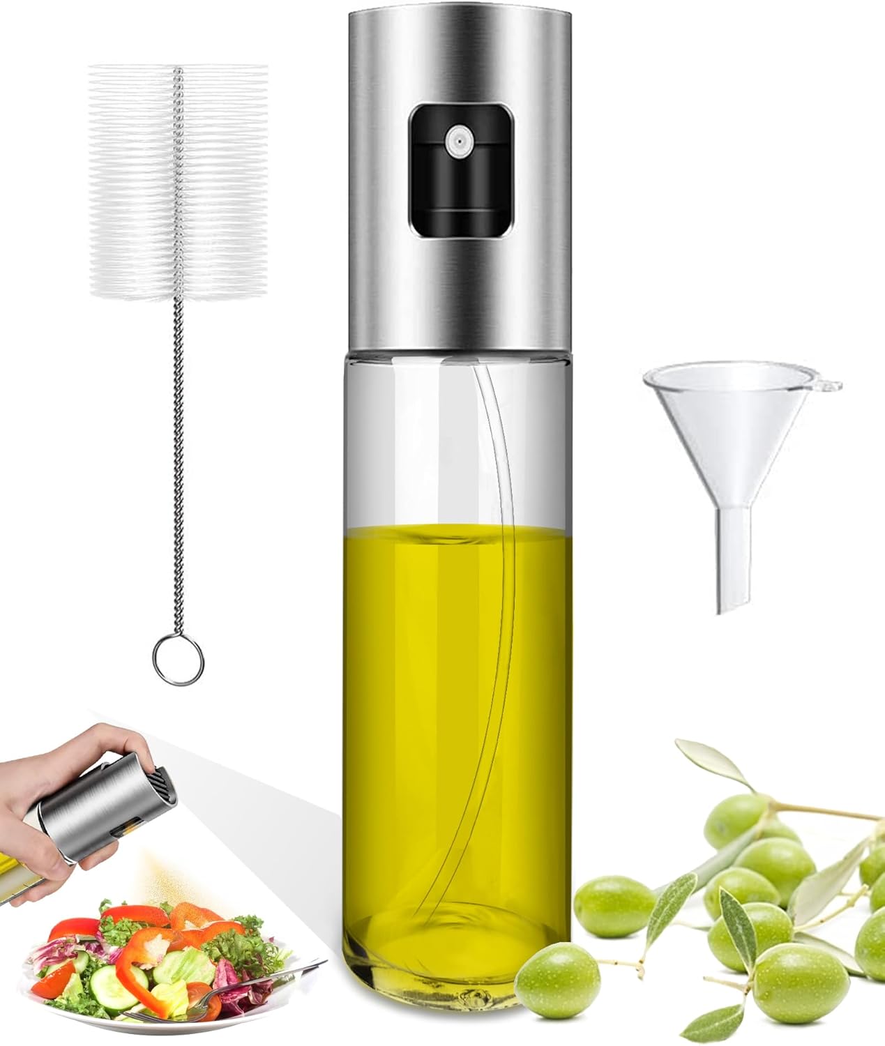 Nebulizzatore Olio Da Cucina JOPHEK - 100ml In Vetro E Acciaio, Per Friggitrice Ad Aria, Insalate - Foto 8