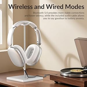 Wentronic Y02 Active Noise Cancelling Headphones,60H Battery,5 EQ Music Modes,Hi-Res Audio,Deep Bass,Foldable Wireless Over Ear Bluetooth 5.4 Headset,Breathable Leather Earpads (Silver)
