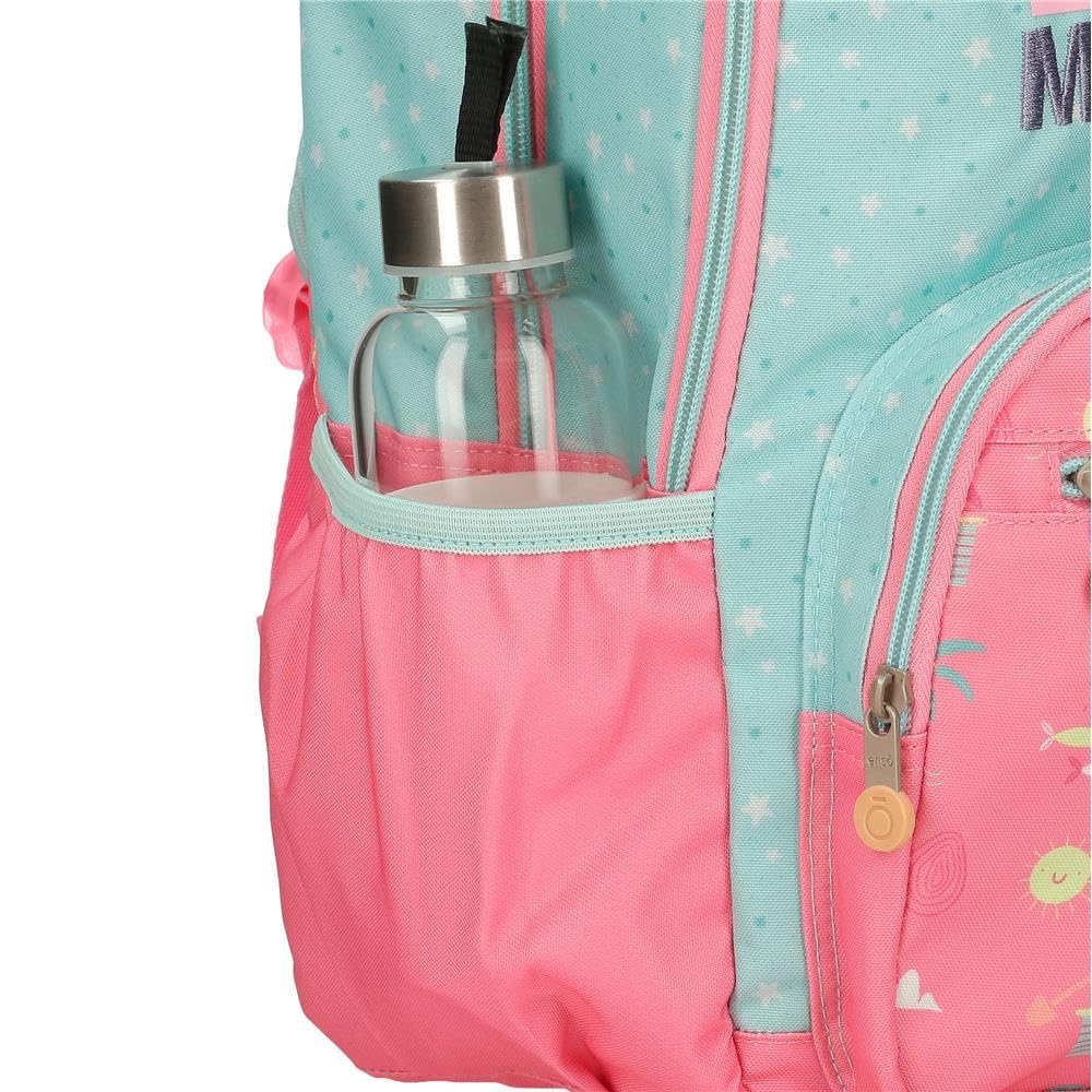 Enso Magic Summer Zaino per bambini, zaino per la scuola, realizzato in poliestere, ruote doppie a rotazione multidirezionale, molteplici modi di usarlo, rosa e blu, multicolore, 32x44x17 cms, Zaino