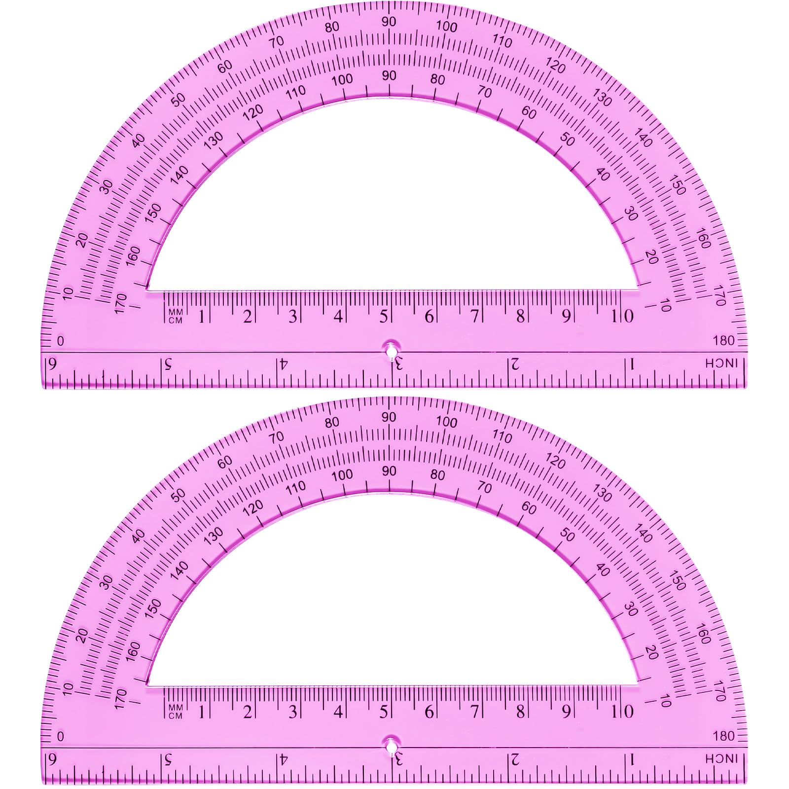 EBOOT 2 Pack Plastic Protractor 180 Degree Math Protractors 6 Inch,Pink