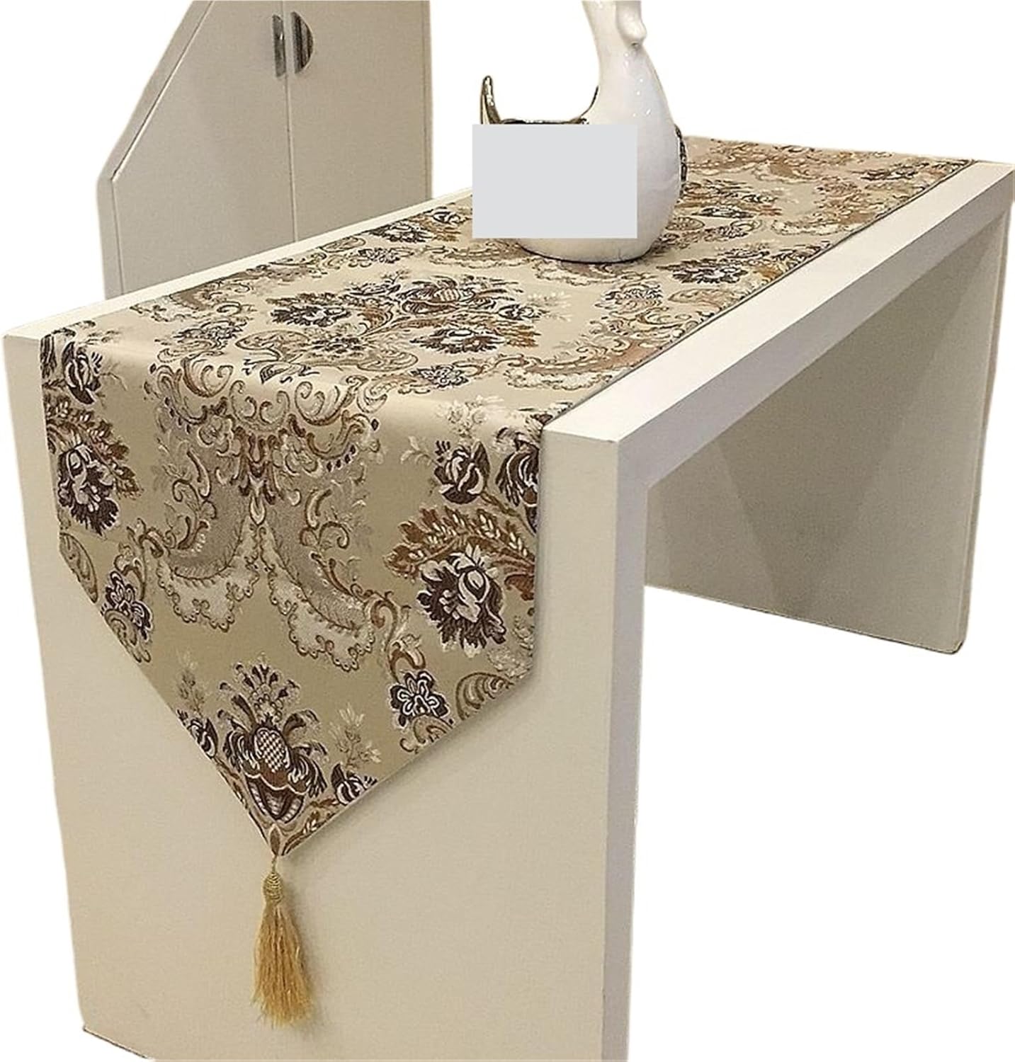 Table Runner for Home Decor Modern Home Dining Table Flag Decoration Jacquard Design Indoor Living Room Embroider Universal Runner(White,32x210cm1pcs)
