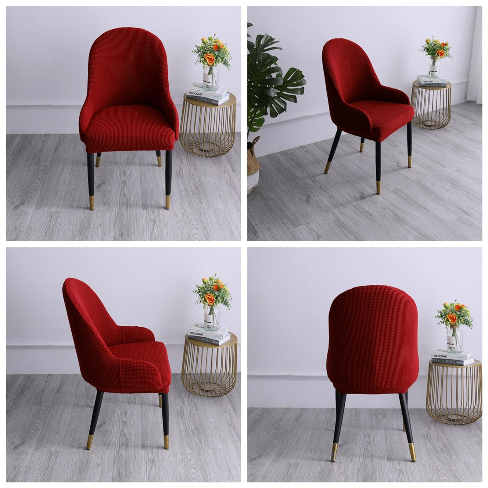 1pc Wing Back Dining Chair Cover Reusable Protector Seat Covers for Decor Wine red-image-21