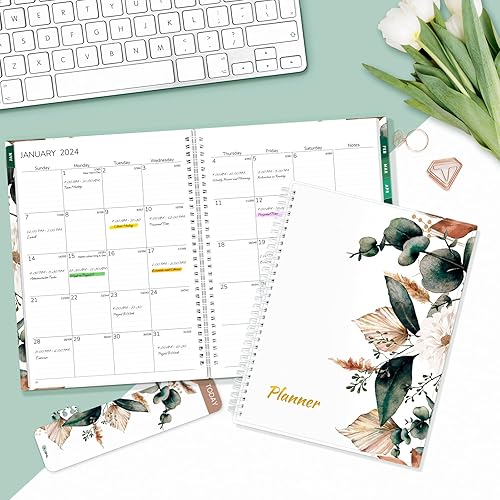 Miniatura 7 de Agenda de citas 2024, semanal y mensual, enero a diciembre de 2024, agenda de 8.5 x 11 pulgadas con cubierta flexible, cuaderno de encuadernación en