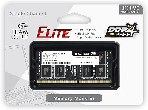 Miniatura 4 de TEAMGROUP Elite DDR4 8GB Single 2666MHz PC4-21300 CL19 sin búfer no ECC 1.2V SODIMM 260-Pin Laptop Laptop PC Módulo de memoria RAM Upgrade -