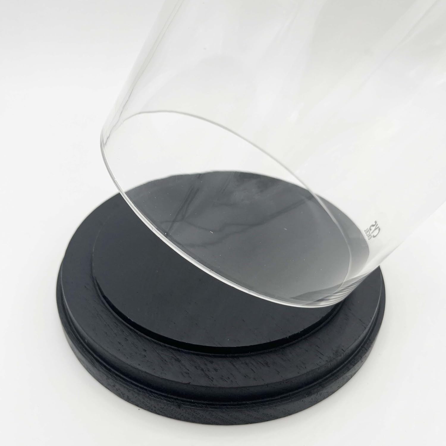 CYS EXCEL Glass Dome Cloche (H:13.75" D:5.5”) with Black Wood Base Decorative Showcase Display for Antique Collectibles Bell Jar Terrarium & Dessert Cover