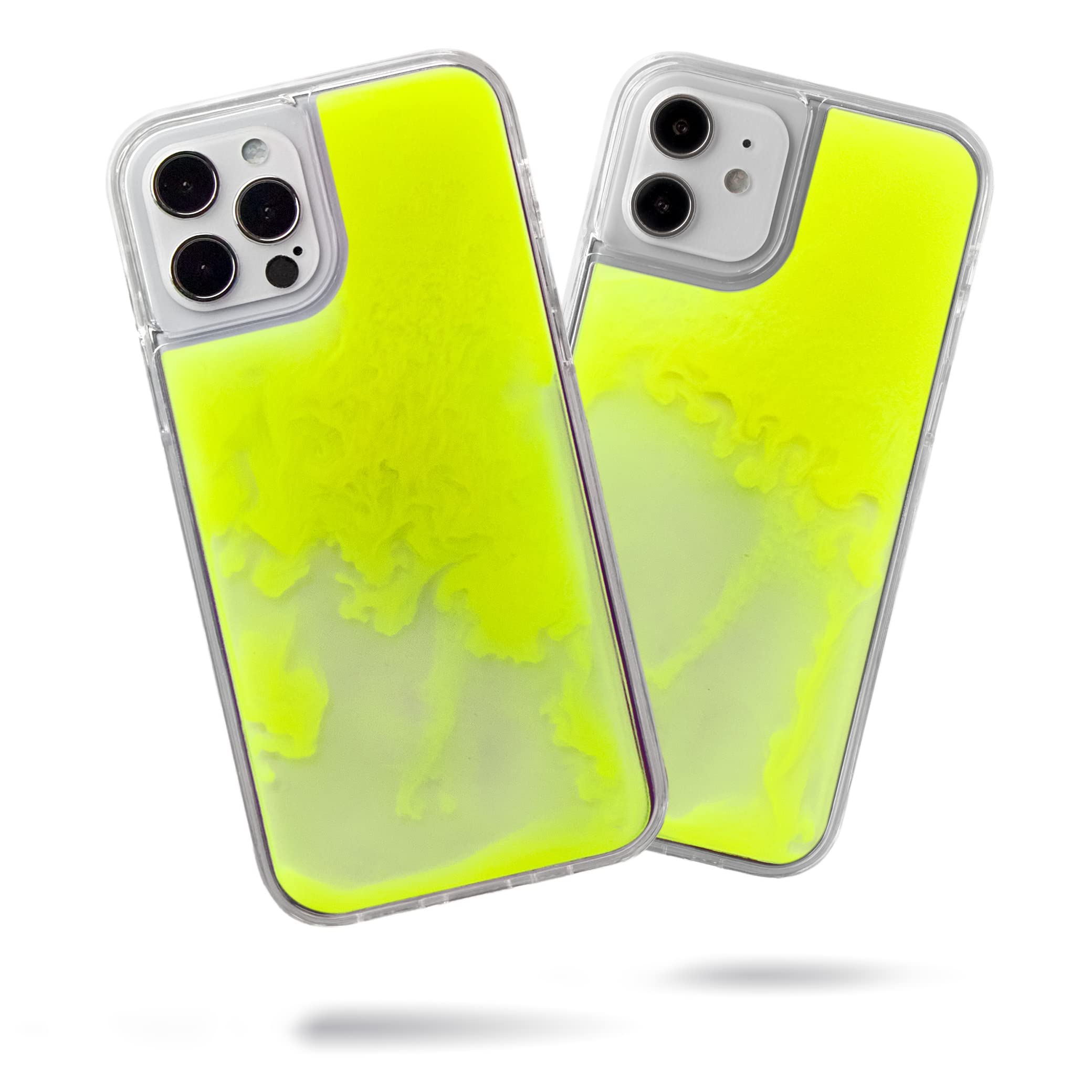 SteepLabFlowing Neon Sand Liquid Phone Case for iPhone 12 & iPhone 12 Pro (2020, 6.1'') - Full Body Protection with Raised Bezel - Neon-Yellow Lemonade
