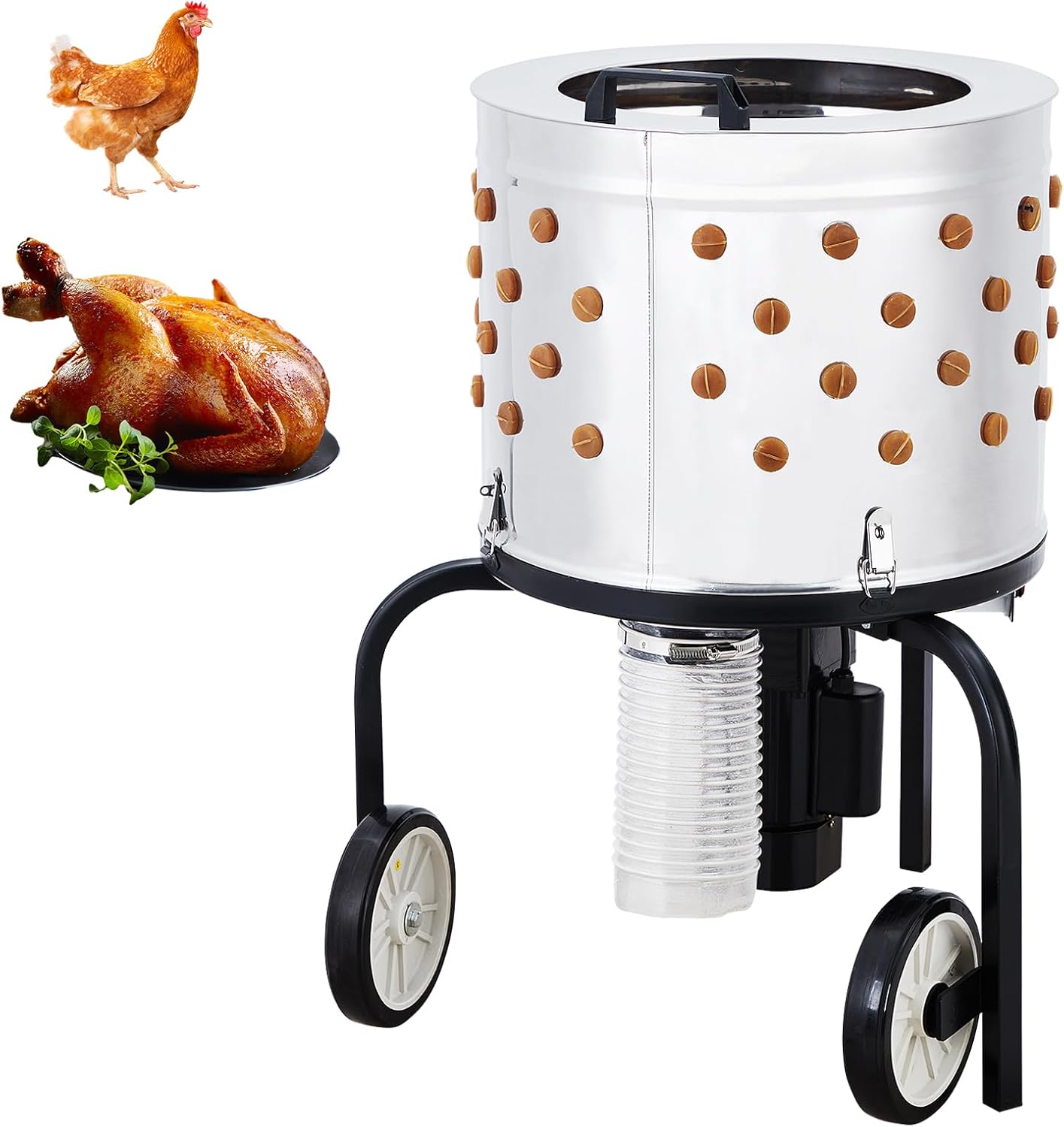 Electric Chicken Plucker Machine, 1HP 120VAC 106 Soft Fingers, 430 Stainless Steel Poultry Processor with 20" Drum, 550W de-Feathering Unit for Poultry Plucking in Farms and Restaurants