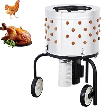 Electric Chicken Plucker Machine 550 W 280RPM - Stainless Steel Poultry Plucker with 106 Soft Fingers, 20 Inch Drum, Gfci Safe Waterproof Design, Transport Wheels
