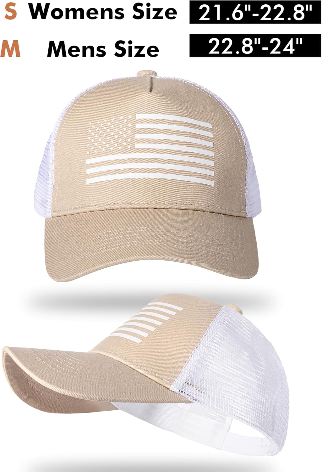 American Flag Trucker Hat Baseball Cap Snapback Fitted Hats for Men Women Snap Closure Design Breathable Mesh Side Durable - Image 2