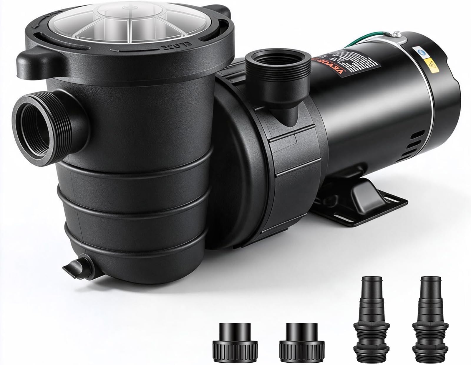 VEVOR Above Ground Pool Pump, 1HP, 80 GPM Max. Flow Single Speed Swimming Pool Pump, 120V 3450 RPM 36 ft Max. Head Lift Pool Pump with Filter Basket, for Above Ground Pools Hot Tubs Spas