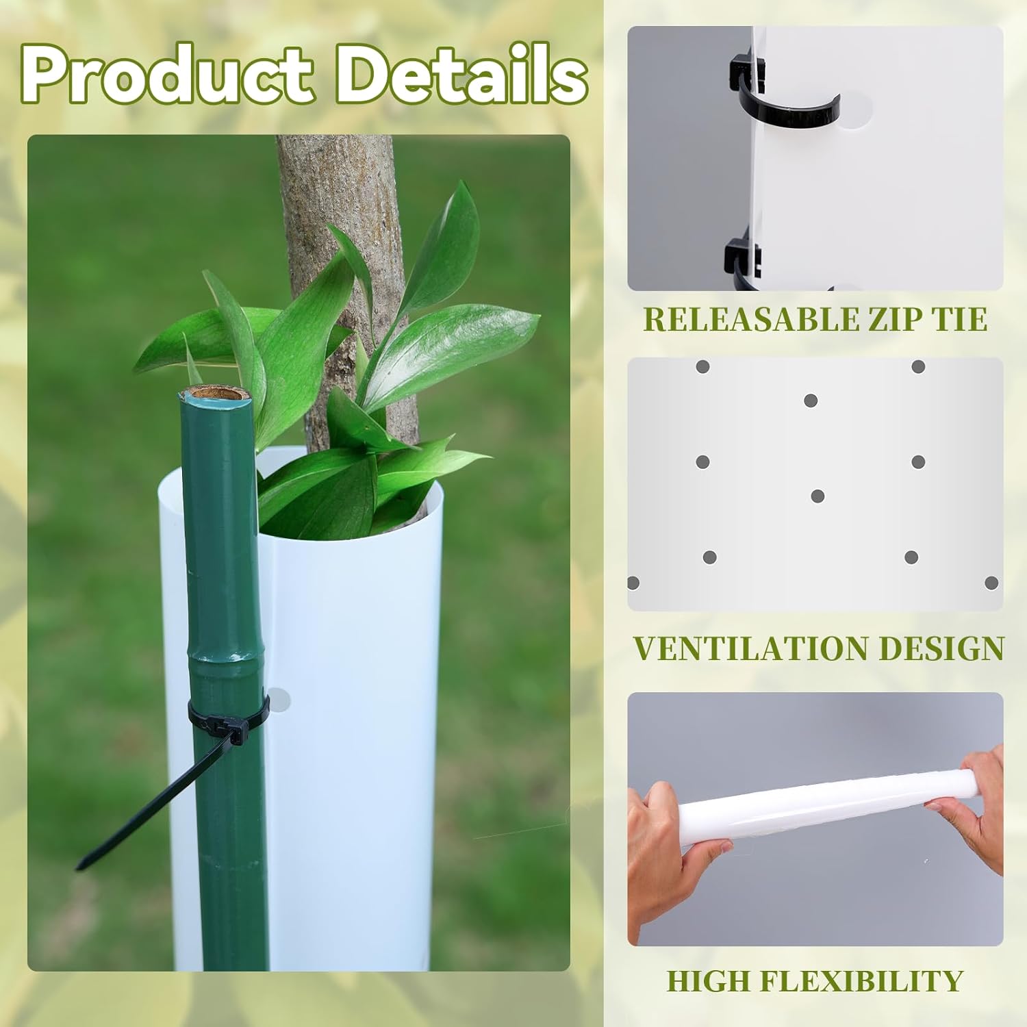 25 Pack 48 Inch Tree Tubes - Slit Tree Grow Tubes Seedling Protectors with Releasable Zip Ties for Saplings, Cuttings & Outdoor Plants