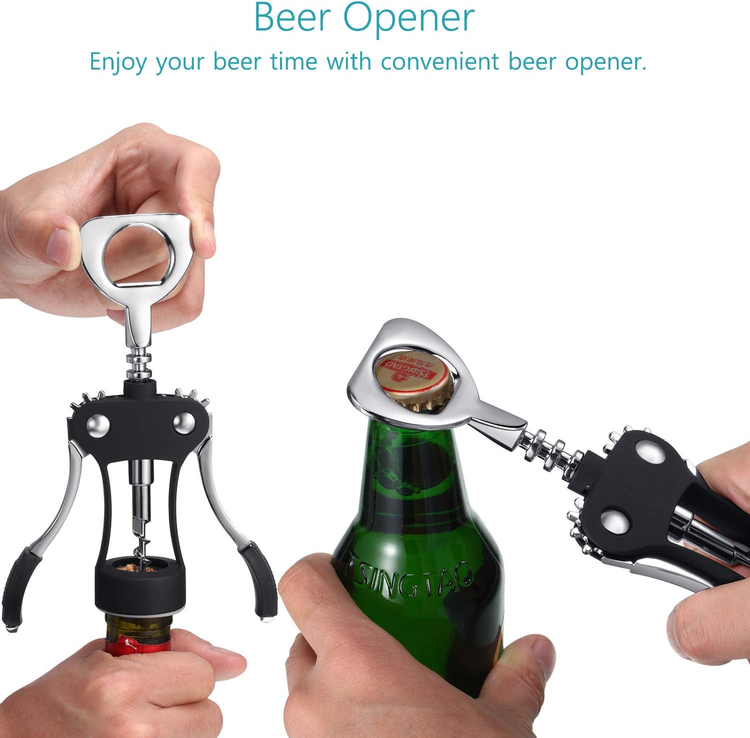 Blасk Frіdау - 50% оƒƒ Stainless Steel Wing Corkscrew Wine Opener, Waiters Corkscrew Cork and Beer Cap Bottles Opener Remover, Used in Kitchen Restaurant Chateau and Bars