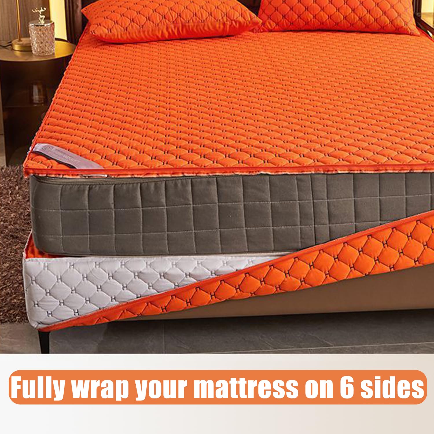 Gelb,90x200+15cm, Anpassbare Full Zip Matratzenschutz Abdeckung Atmungsaktiv&Anti Staub Matratze Ummantelung Abdeckung Doppel/King Komfortables Spannbettlaken Matratzenbezug Waschbar
