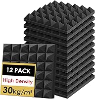 Vista 11 de FONESO Paneles de espuma acústica, paneles de espuma a prueba de sonido para paredes, cuñas insonorizadas de estudio de alto diseño, resistentes al