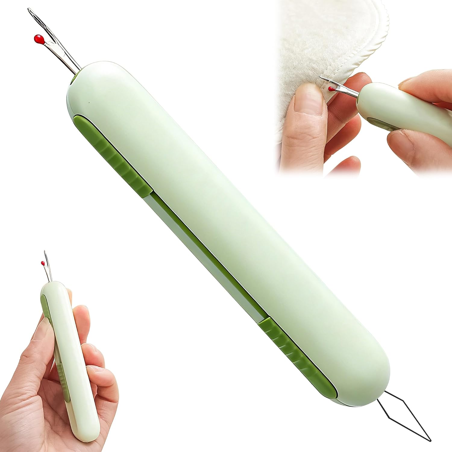 Odetina 2 in 1 Needle Threader & Seam Ripper, Multifunctional Sewing Tool for Elderly Beginners, Ergonomic Stitch Ripper for Hand Sewing, Quilting, Embroidery, Crafting & Sewing Repair (Green)