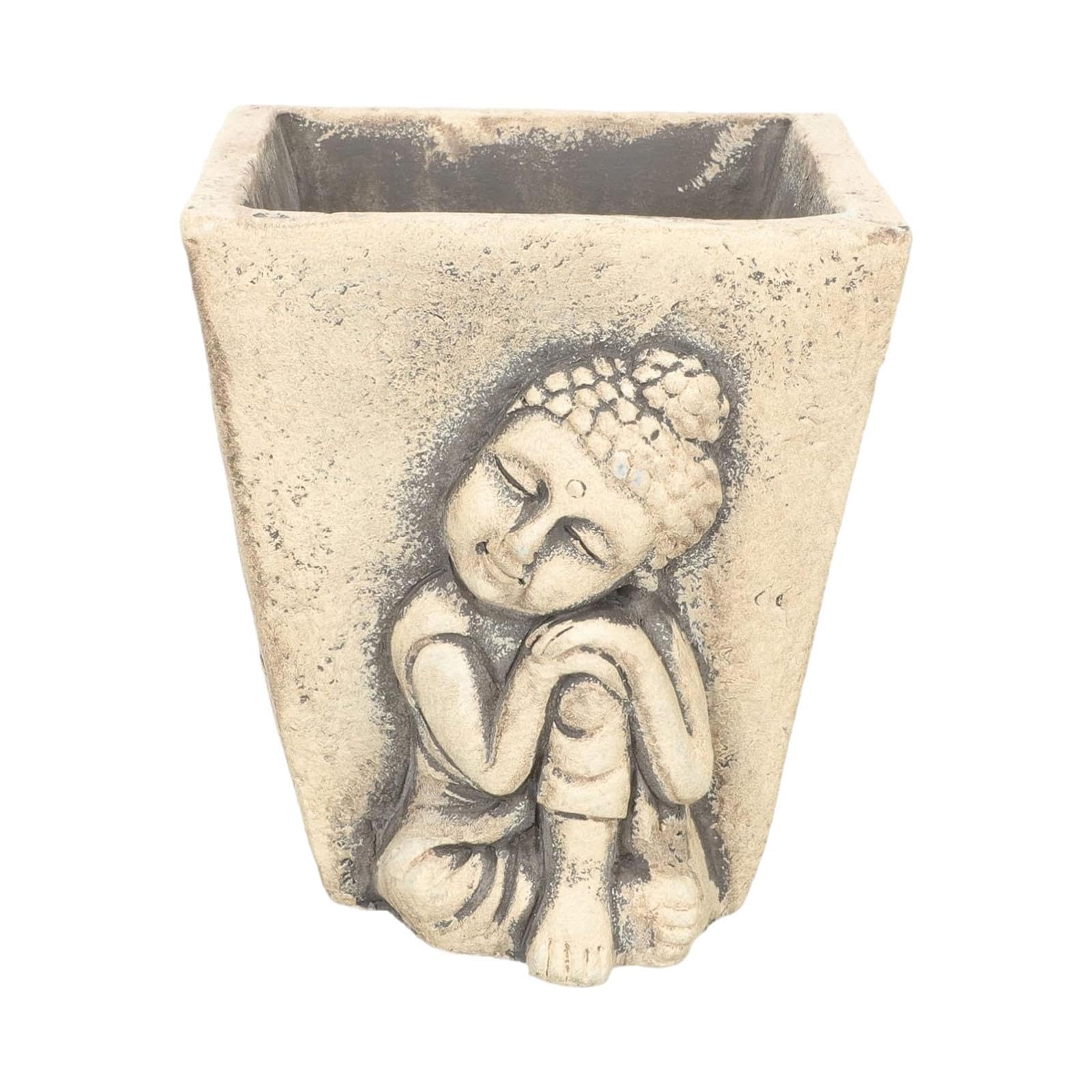 Jardinière Bouddha en ciment original pour mini fleur de balcon