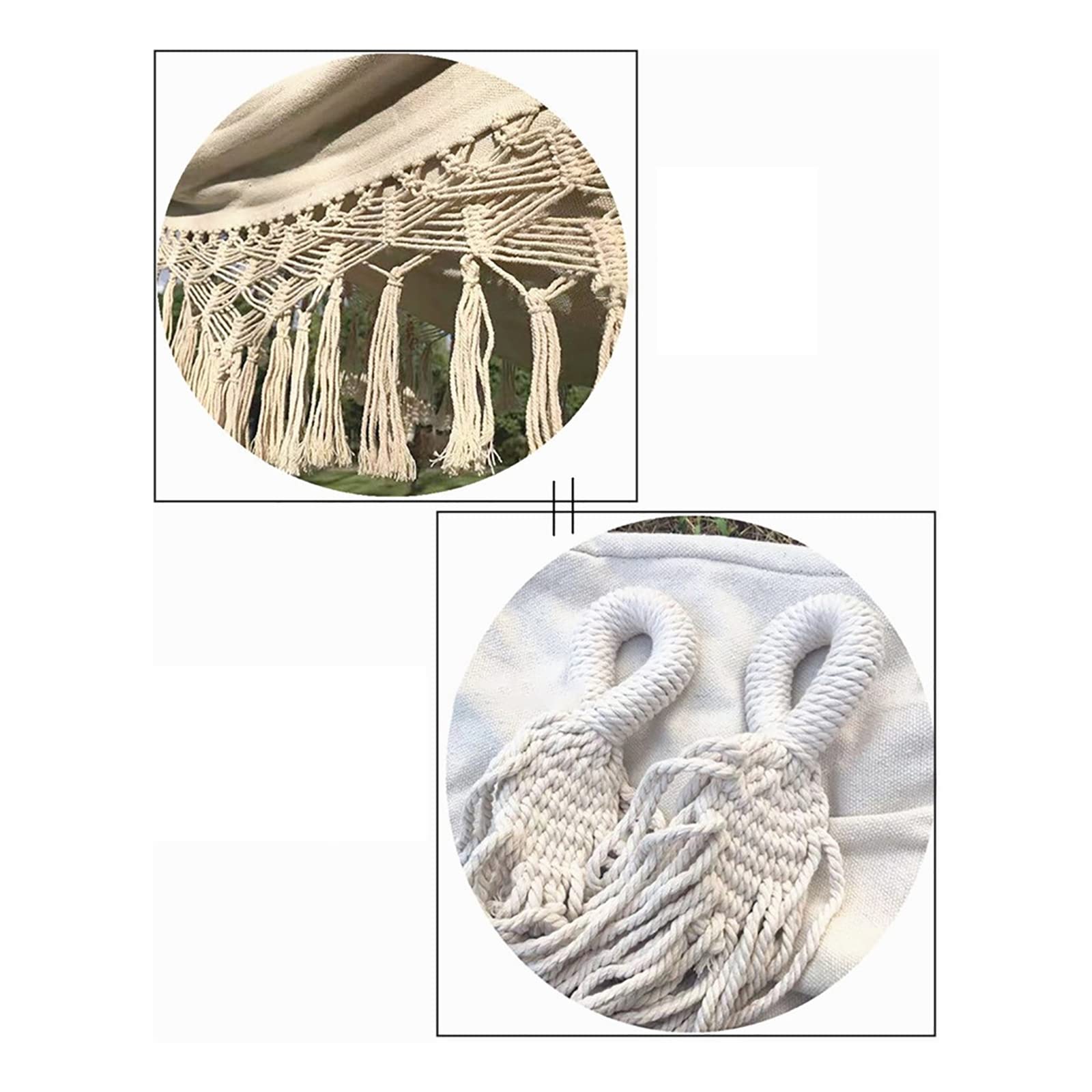 Lit de Jardin en Coton, 260cm × 140cm, Franges en macramé, Balcon Boho, Glands Faits à la Main, 2 Personnes, Double, 250 kg