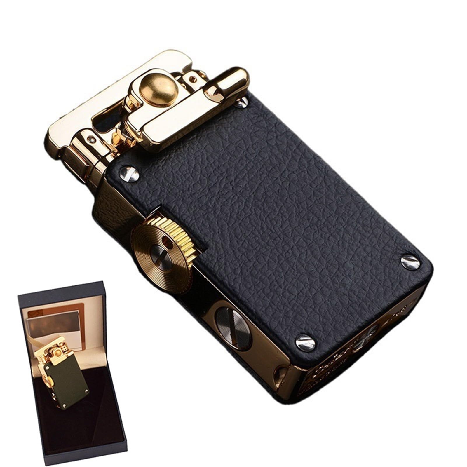 Encendedor de queroseno vintage con funda de cuero ideal para llevar en tus viajes y aventuras