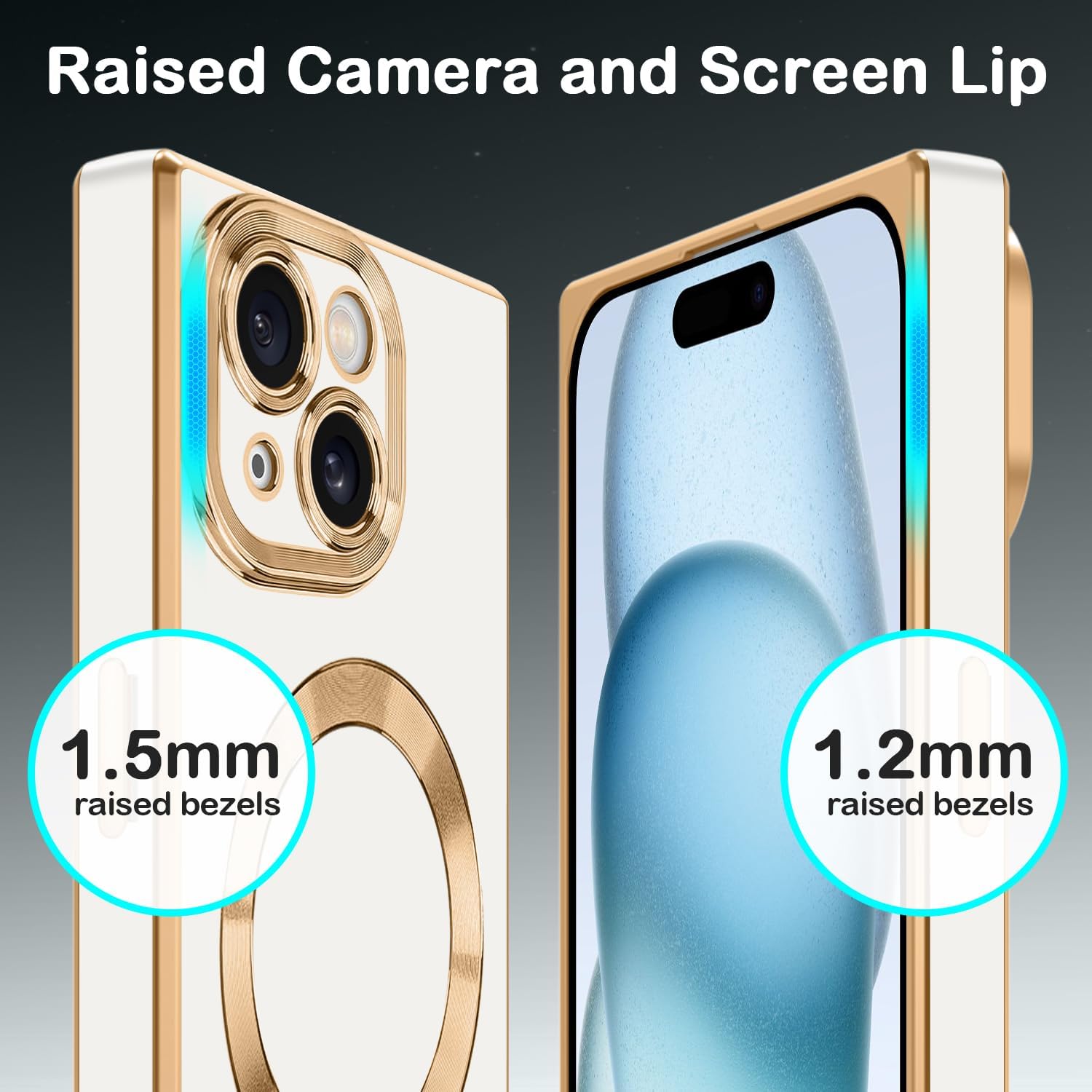 Magnetic for iPhone 15 Case Compatible with Magsafe, Scartchproof Plated Soft TPU with Full-Covered Lens Support Magnetic Wireless Charging Phone Case for iPhone 15 White - Image 6