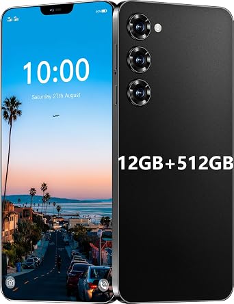 Unlocked C24 Smart Phone 12GB+512GB Storage Unlocked Phones | Android 14 , 6800mAh Battery Cell Phone, 5G Dual SIM, 6.5" FHD/GPS/Face ID [Works with T-Mobile, AT&T]-Black