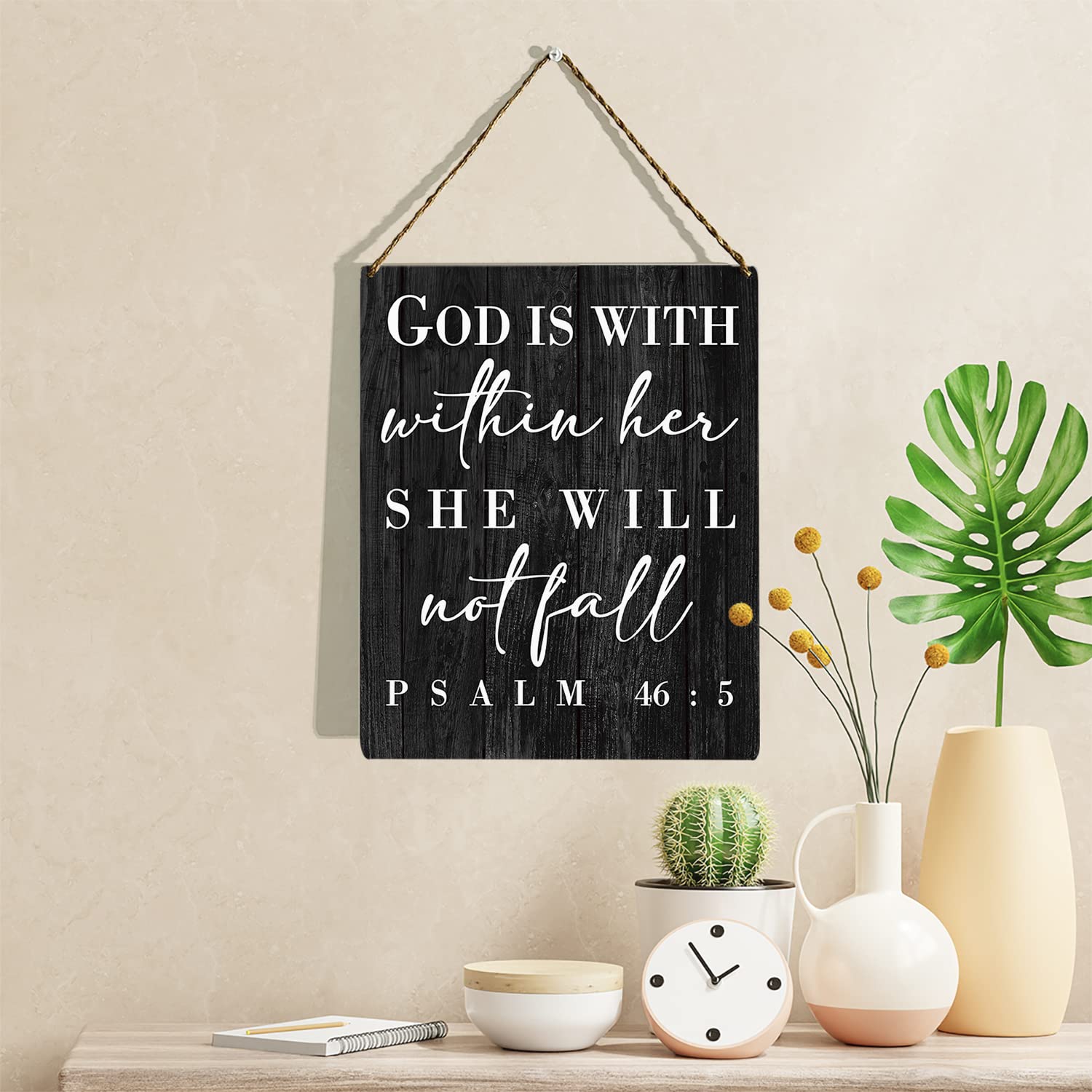 Amazon.com: 基督教牆壁裝飾,聖經詩歌牆壁裝飾,木製懸掛標誌,寧靜祈禱牆藝術,詩篇46:5,聖經牆壁藝術裝飾,適用於農舍家庭門廊辦公室臥室浴室,8  x 10 英吋(約12.8 x 10 公分) : 居家與廚房
