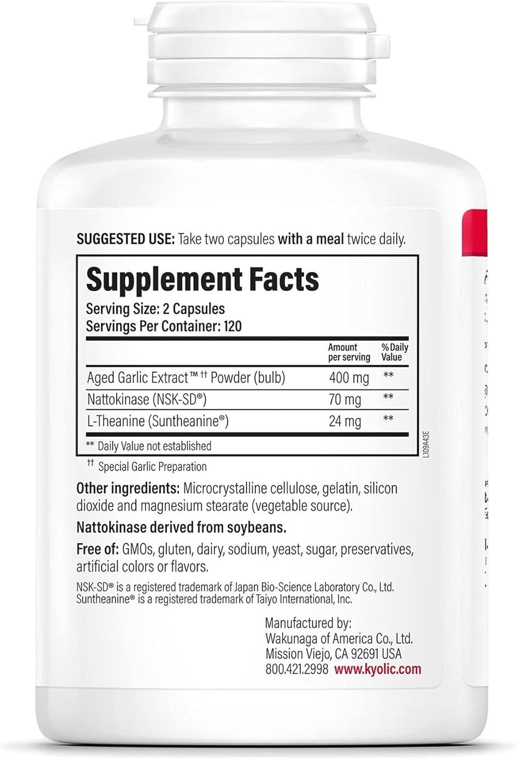 Kyolic Aged Garlic Extract Formula 109, Blood Pressure Health*, 240 Capsules