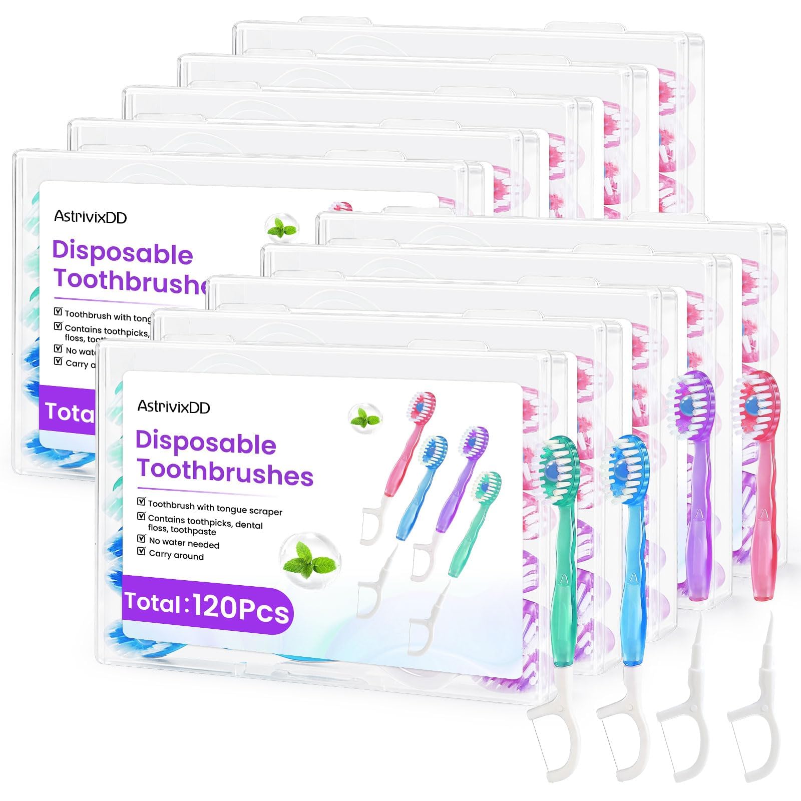 Photo 1 of AstrivixDD 120 Pack Disposable Mini Toothbrushes