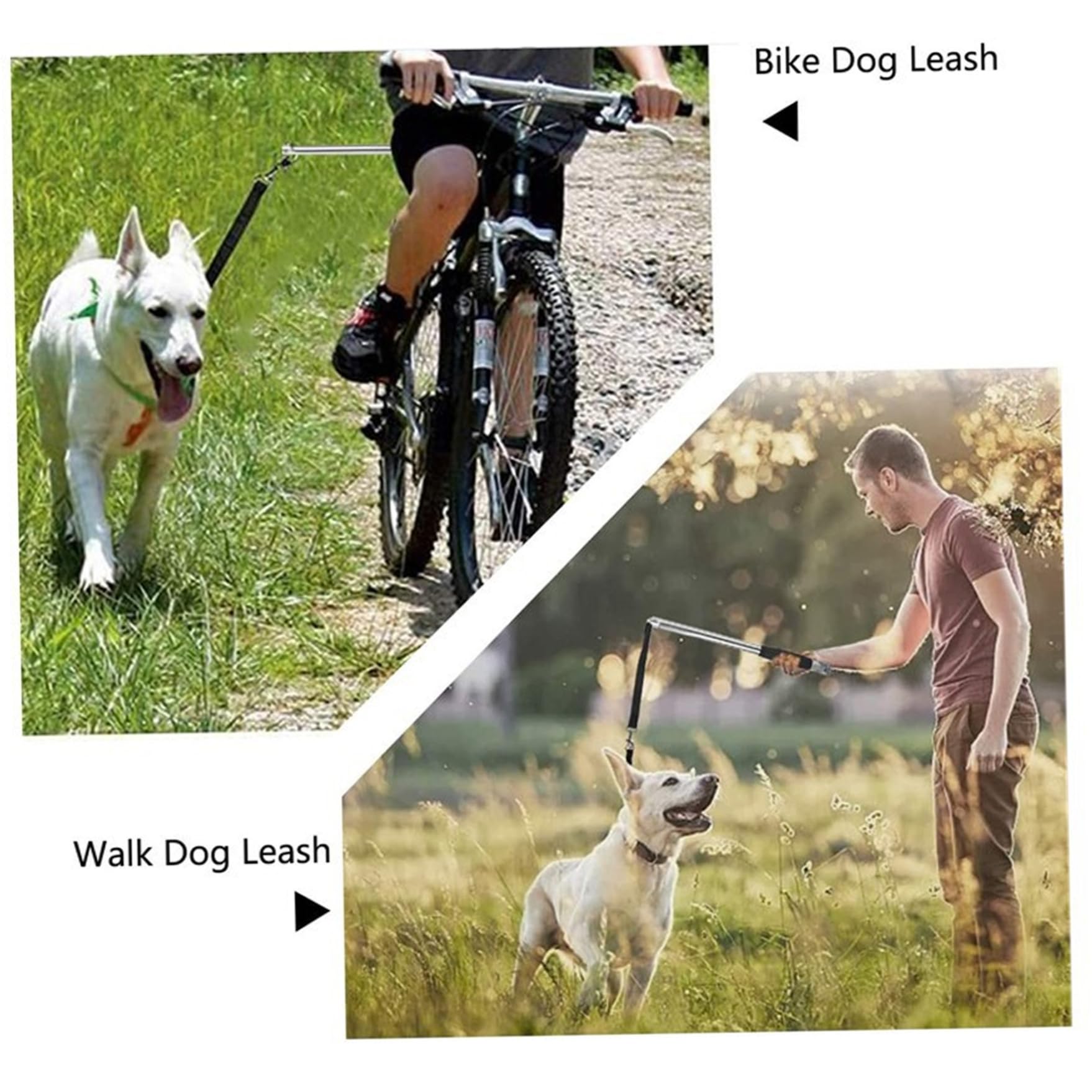 Guinzaglio per cani da bici Attacco per bici per cani resistente a mani libere con guinzaglio retrattile per esercizi a