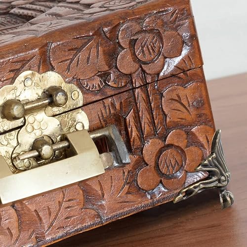 Miniatura 4 de VinBee Caja de madera de latón antiguo, caja de almacenamiento para joyas, 20 unidades, protector de esquina para patas