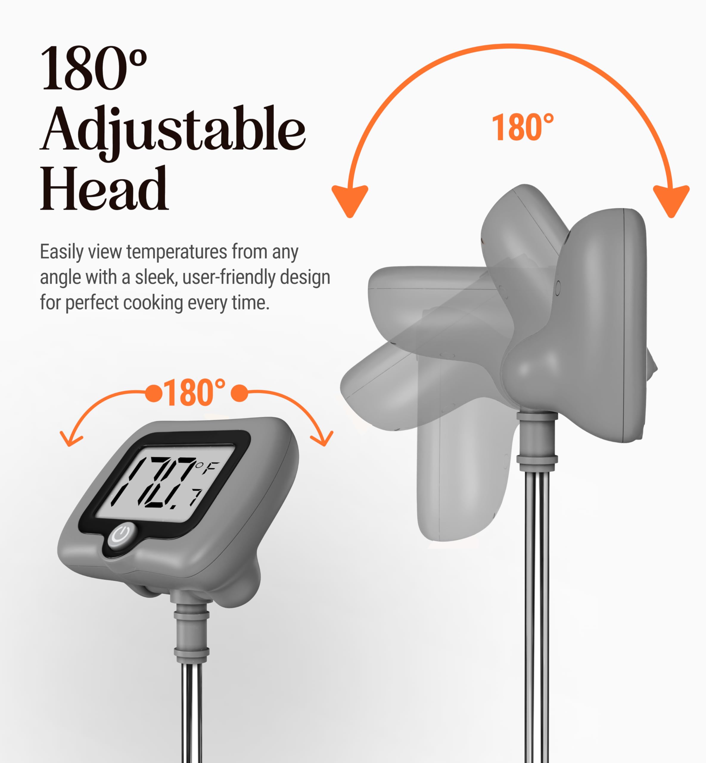 Craft911 Thermomètre de cuisine numérique avec manique, lecture instantanée pour la cuisine, la pâtisserie et la pâtisserie - 10 sondes en acier inoxydable - Écran LCD - Outils et