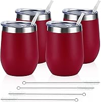 Vista 30 de Lifecapido Paquete de 4 copas de vino de acero inoxidable de 12 onzas sin tallo, vaso de vino aislado, vasos de vino de acero inoxidable con tapas