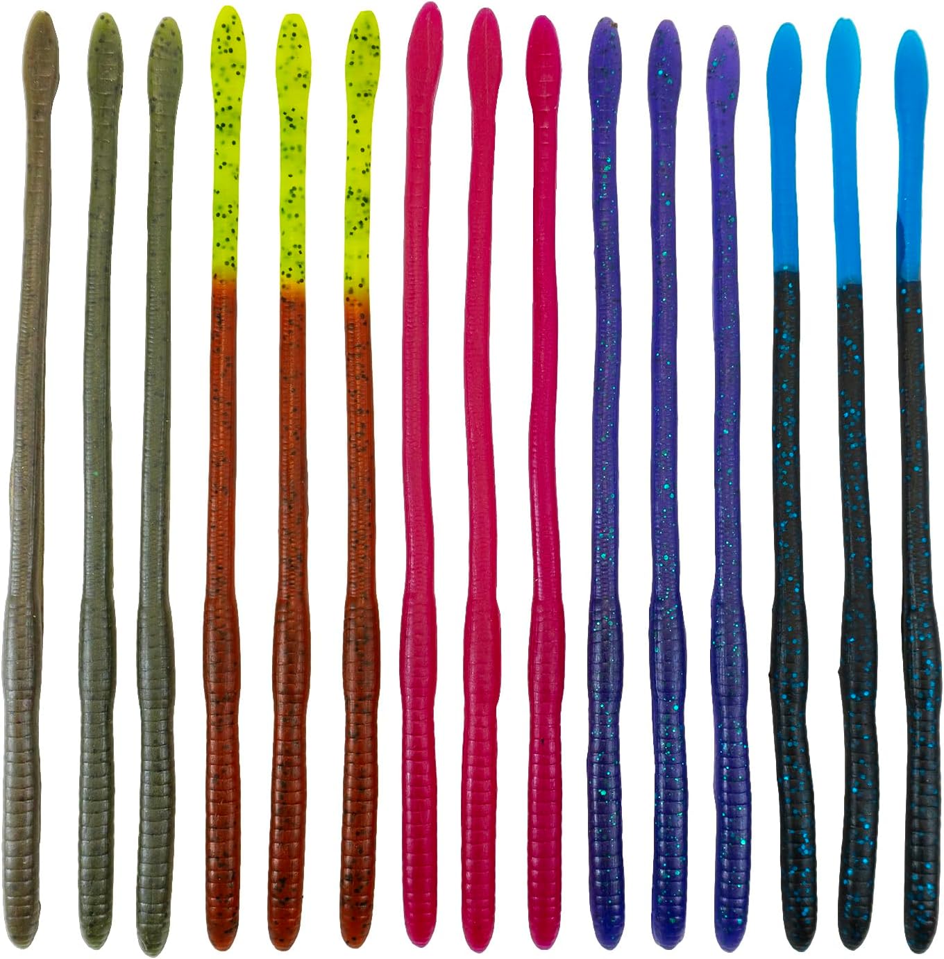 Made in USA 16” Snake Lure 10 Pack – Giant Soft Plastic Worm Lure for Bass Fishing – Hand-Poured, Anise Scented – Durable, – Big Worm Fishing Bait for Trophy Bass
