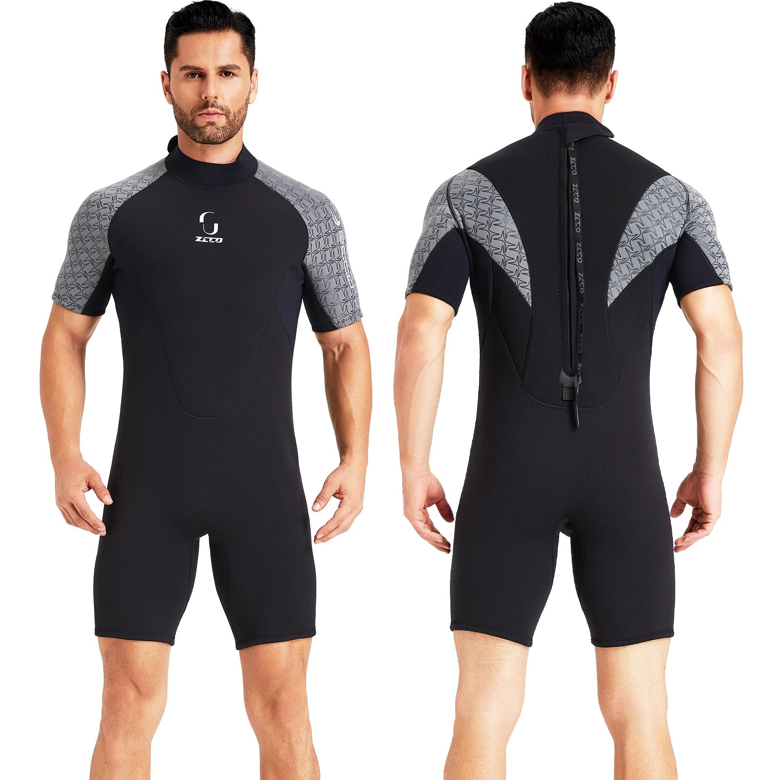 Wetsuits Combinaison de plongée Courte en néoprène pour Homme et Femme avec Fermeture éclair dans Le Dos 3 mm pour Le Surf, la plongée avec Tuba, Le canoë, Le Stand up Paddleboard, Le Kayak (Gris)