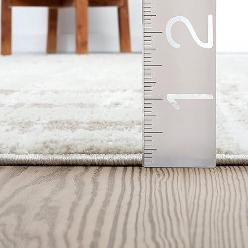 Miniatura 2 de Abani Alfombra color crema para sala de estar, dormitorio, patrón Art Deco, 2 x 3 pies, duradera y fácil de limpiar