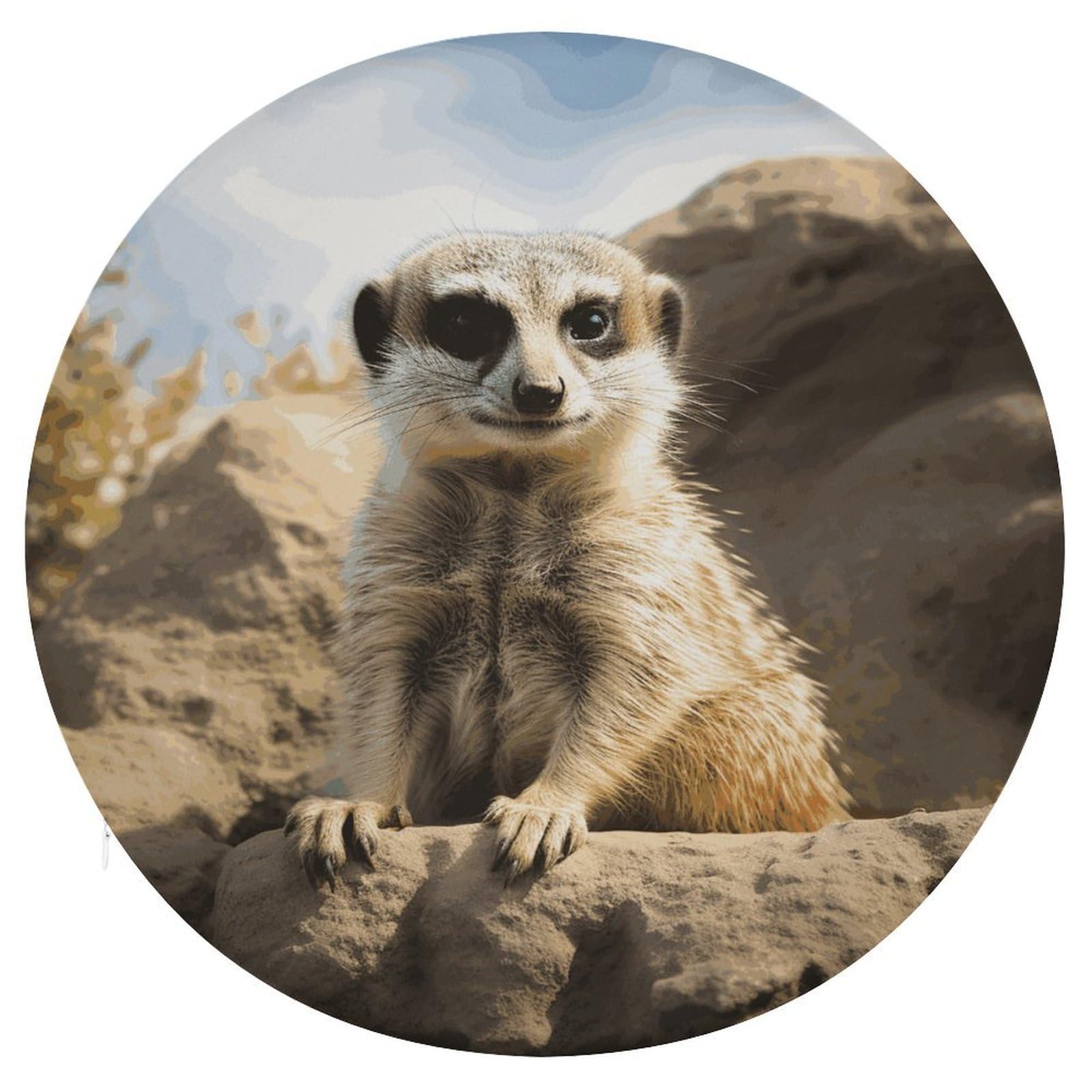 Wsoihfec Style Meerkat Animal Seat Cushion Round Chair Pad