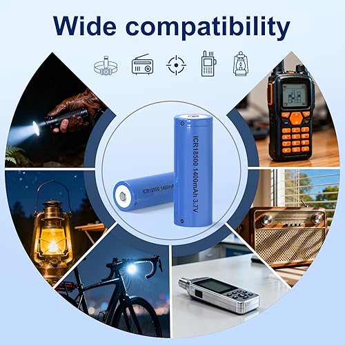 Miniatura 4 de perprokay 1400mAh 3.7V ICR 18500 Baterías recargables de iones de litio 4 unidades, batería de iones de litio de 3.7 V 18500 batería recargable
