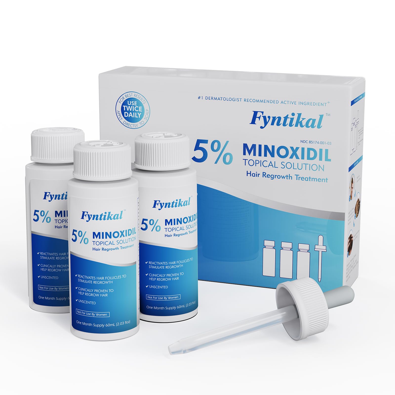 Fytikal 5 Minoxidil for Men Hair Regrowth Treatment Extra Strength Topical Solution for Thinning Hair Balding Beard Growth