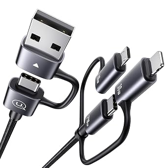 240W Multi Charging Cable, 4ft 6-in-1 USB C Cable Fast Charging Cords with USB-C/A Ports to IP/Type C/Micro Connectors for Pad/Cell Phones/Tablets/Laptop