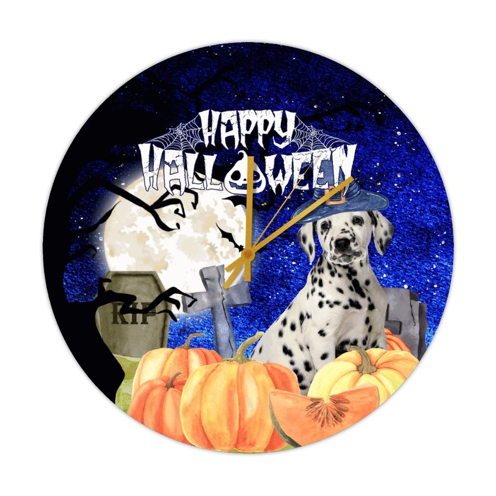 Horloge en bois motif camion d'automne et citrouilles d'Halloween