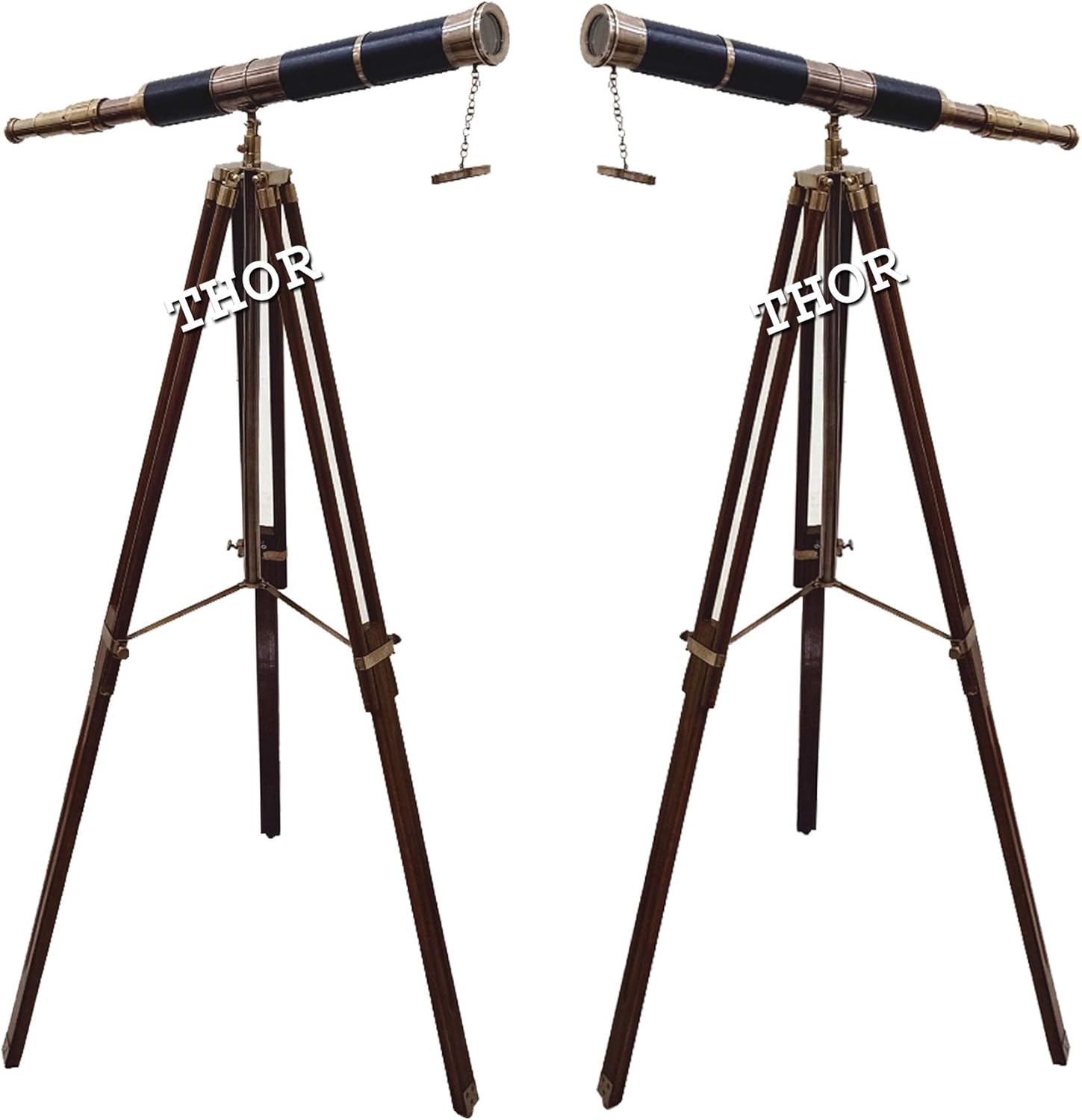 Royal Telescope Black Leather Single Barrel Wooden Stand Home Decor 27" Rustic Vintage Home Decor Gifts