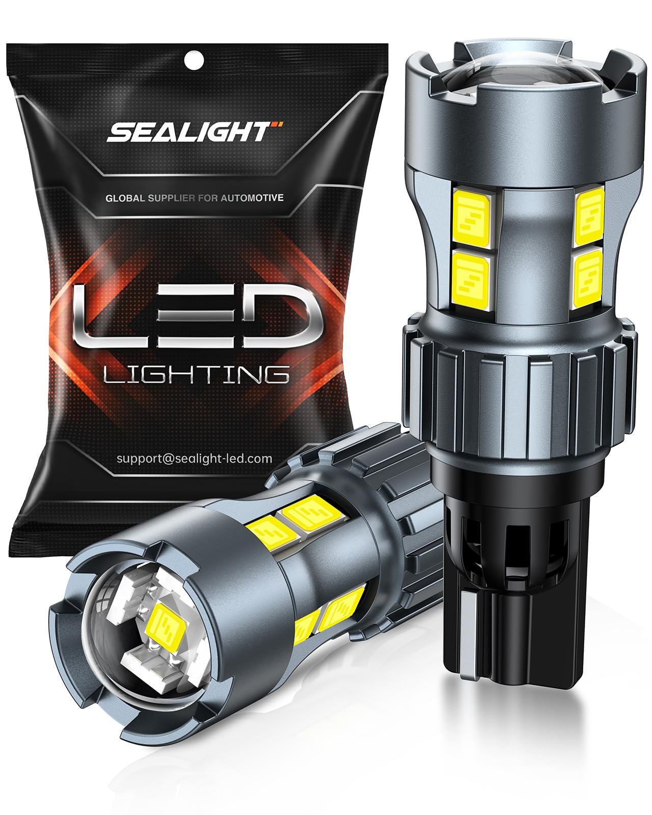 SEALIGHT 921 LED Bulb Reverse Light, W16W 906 912 921 Bulbs 600% Brighter Super Bright Reverse Light Bulb with Projector Replacement for T15 Backup Lights, 6000K White Pack of 2
