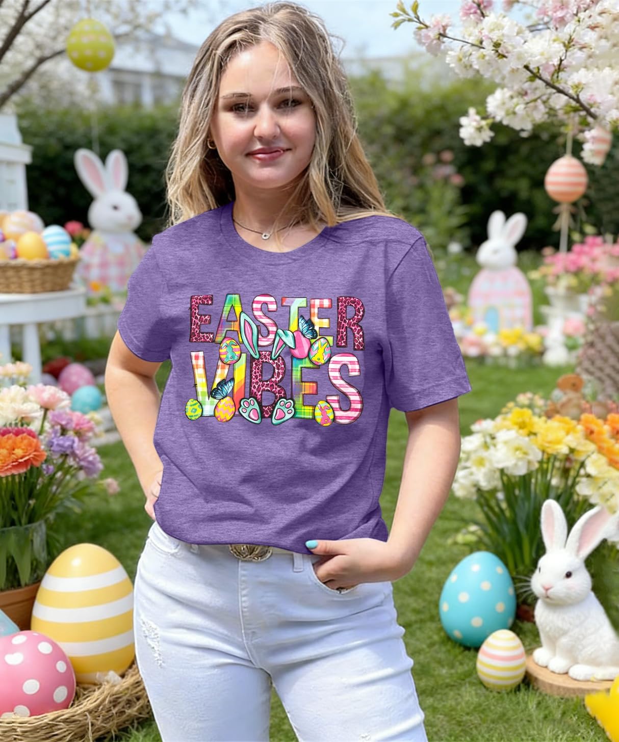 Happy Easter Shirt Women Bunny: Easter Tshirts Christian Religious Shirts Funny Inspirational Rabbit Eggs Graphic Tops - Image 5