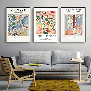 Henri Matisse Poster Abstract Matisse Exhibition Aesthetic Pictures Gallery Exhibition Reproduction Posters Modern Artwork Still Life Pomegranates Vintage Travel Poster 16*24 Inch*3 Unframed (A, 16*24