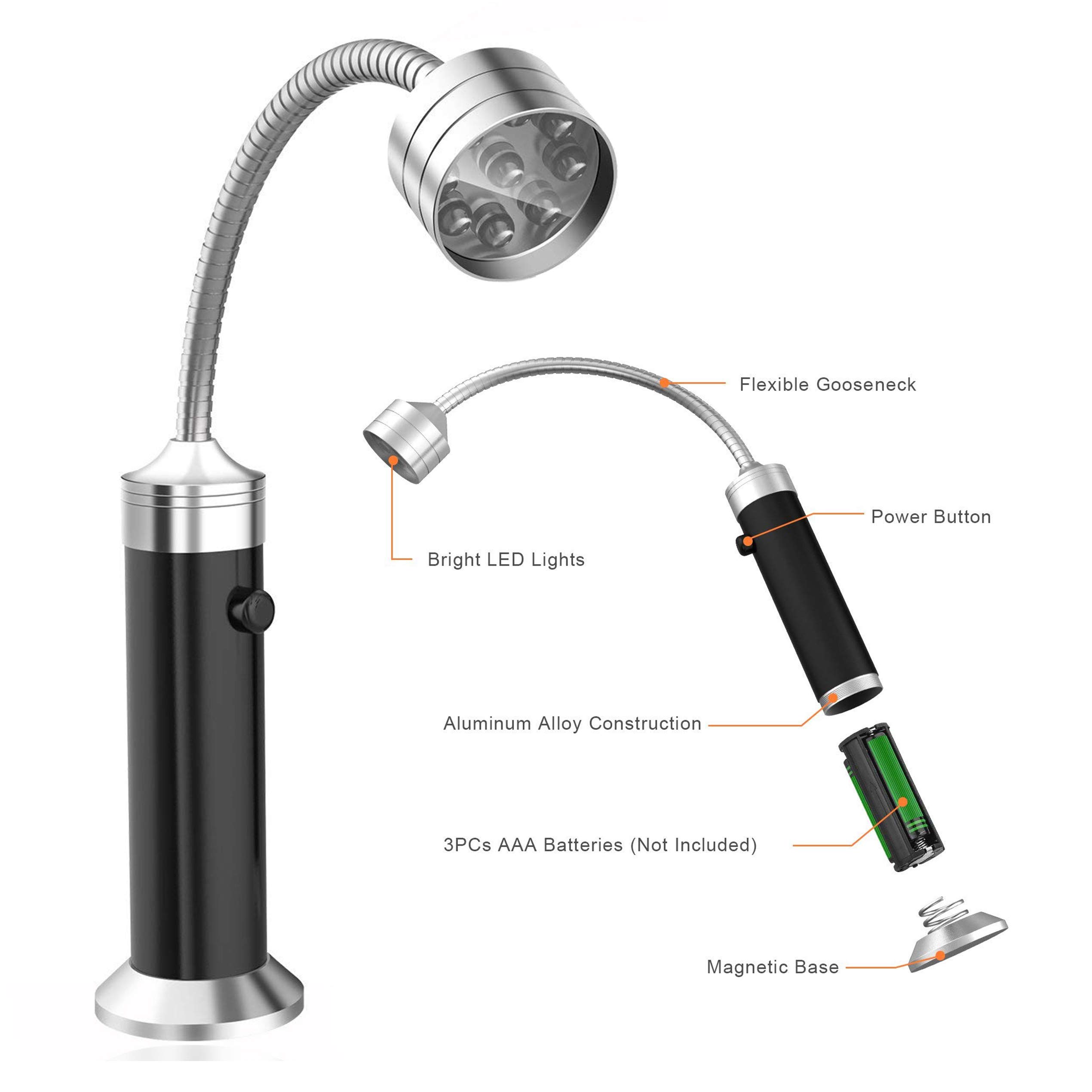 2 Pcs Parrilla LED Luces con Base magnética y Flexible Cuello 360 ° Rotación para barbacoa, camping, fiesta, leer, BBQ ect