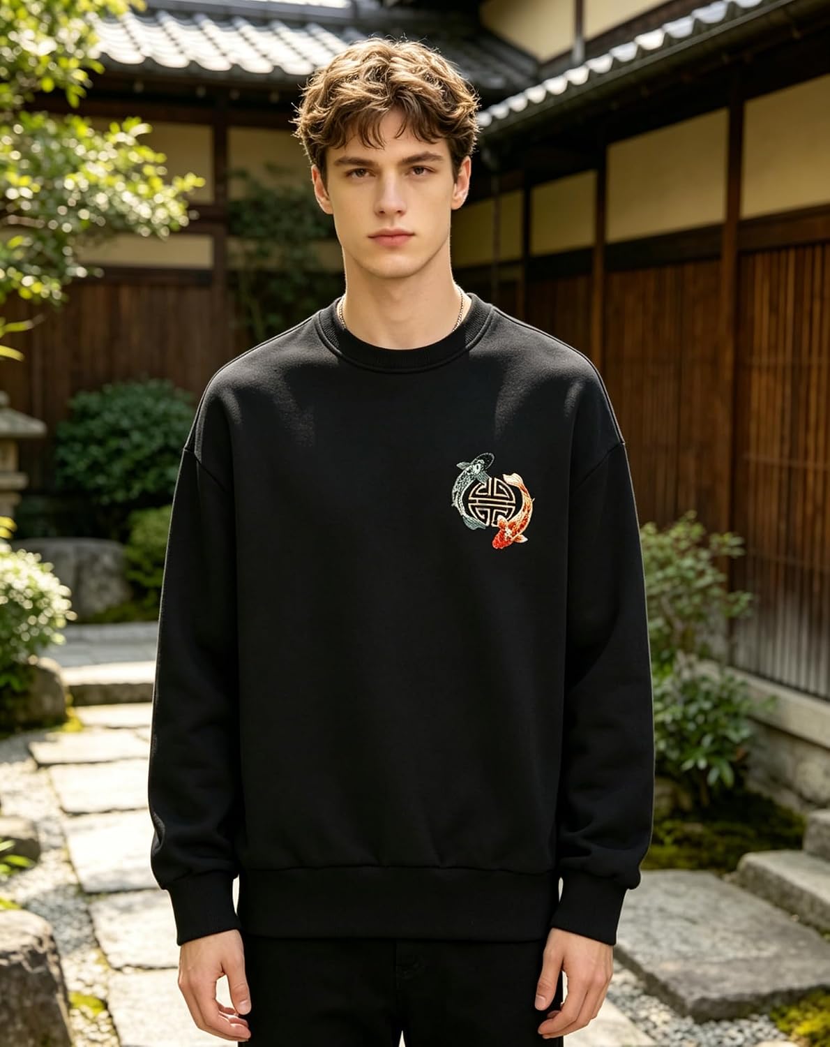 Niepce Inc Japanese Streetwear Men's Embroidered Graphic Crewneck Sweatshirt