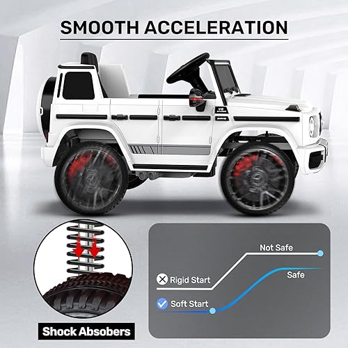 Miniatura 7 de ANPABO Auto Mercedes-Benz G63 con licencia para niños automóvil de paseo de 12 V automóvil eléctrico con altura de puerta ajustable sistema de