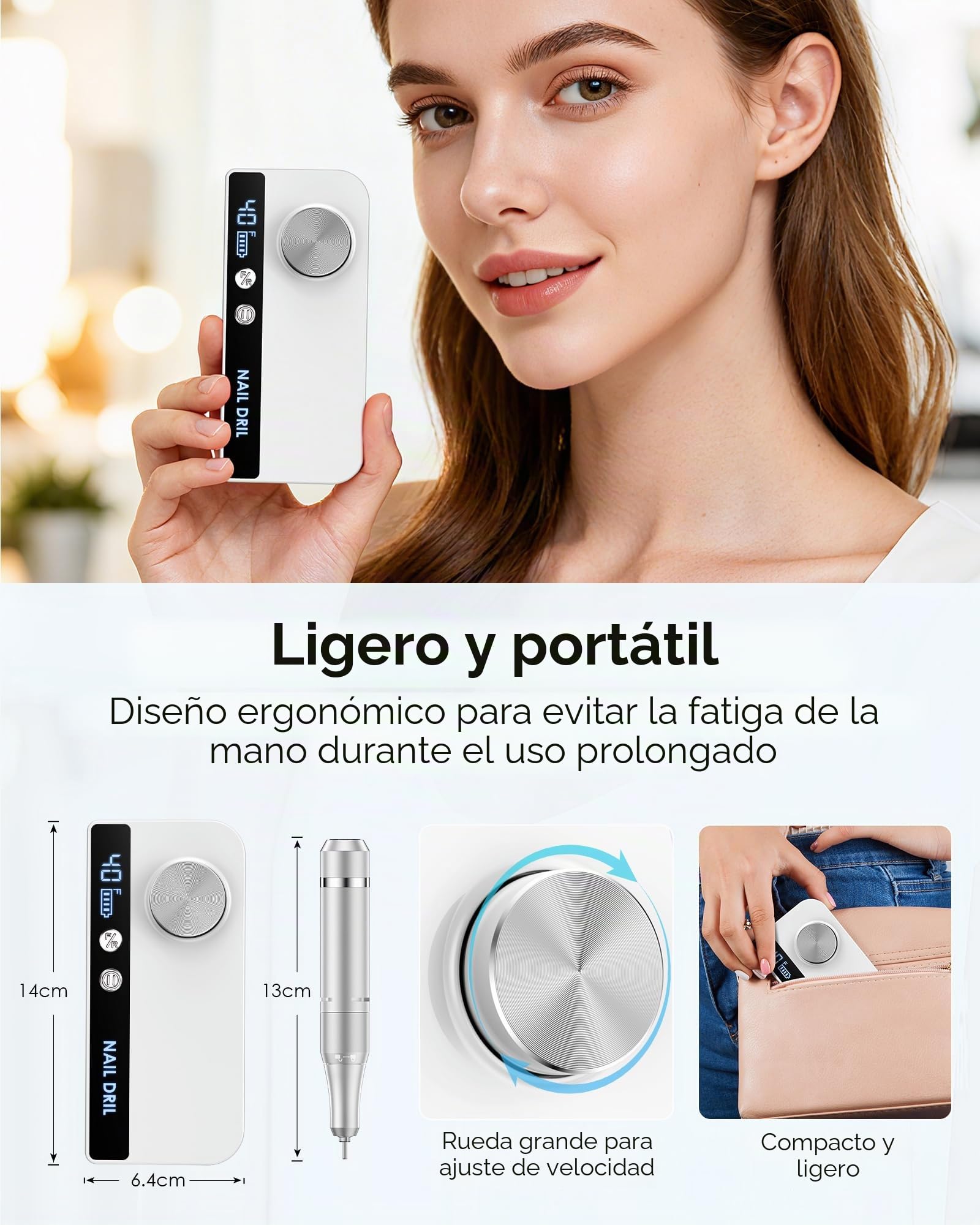 Heypappy Torno para Uñas, Limador de Uñas Eléctrico Recargable Portátil