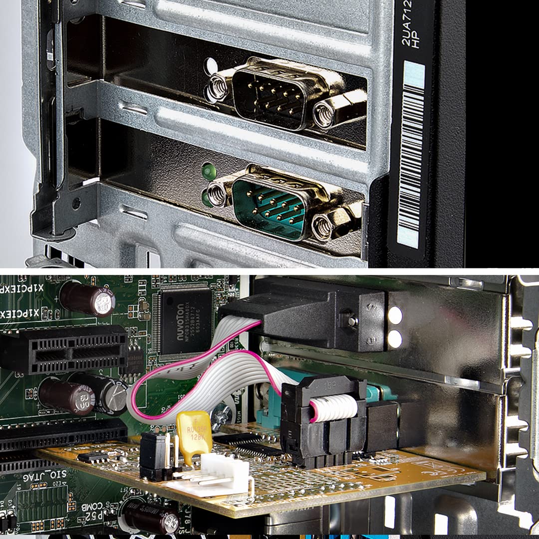 StarTech.com Carte Série PCI Express à 2 Ports - Carte d'Extension PCIe à RS232/DB9 - Adaptateur PCIe, UART 16C1050, Supports Standard ou Profil Bas - Rétention COM, Win/Linux (21050-PC-SERIAL-LP)